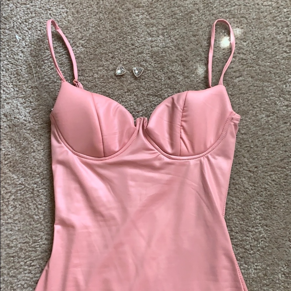 Pink Midi dress body hugging with a slight sheen